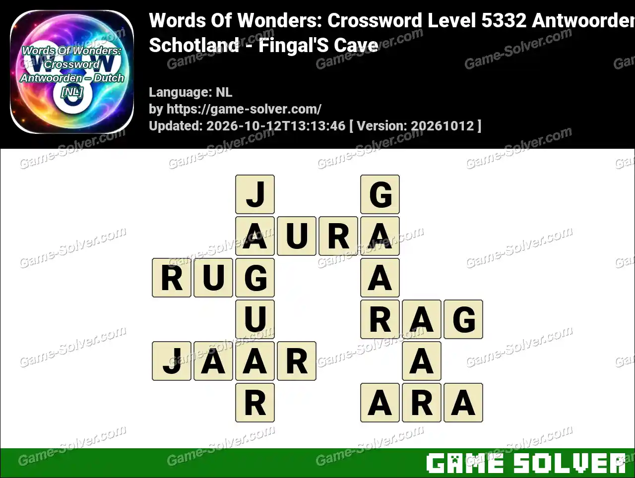 Words Of Wonders: Crossword Level 5332 Antwoorden – Schotland – Fingal’S Cave